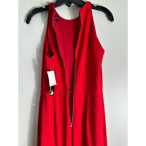 NWT Besty and Adam Round Neck Sleeveless Ruffle High-Low Stretch Crepe Gown SZ 8 - Picture 8 of 9